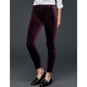 Gap 1969 Velvet Side Zip Leggings Burgundy 24